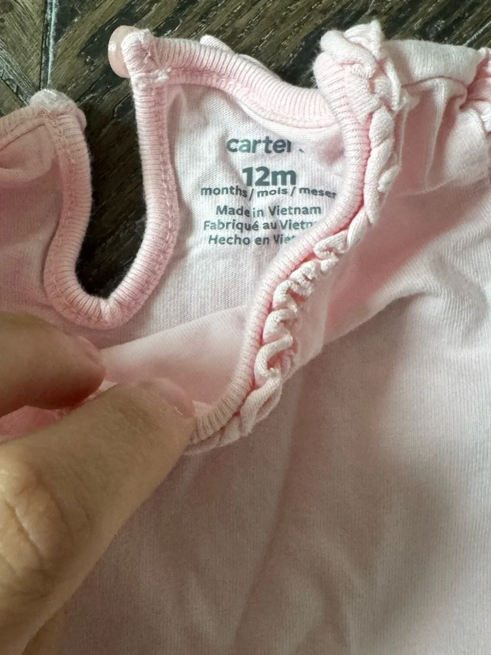 Carters Pink Ruffle-Sleeve Baby Onesie 12 month